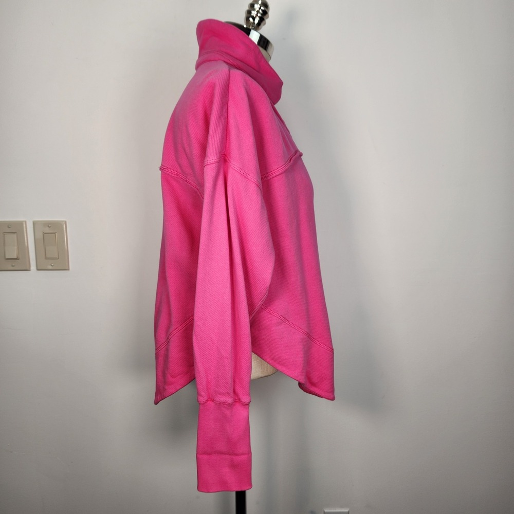 Pilcro Anthropologie V-Neck‎ Oversized Sweatshirt M Pink Grommet Accents - Picture 4 of 9